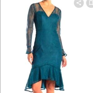 LumiereOlivia Floral Lace Ruffle Midi Dress